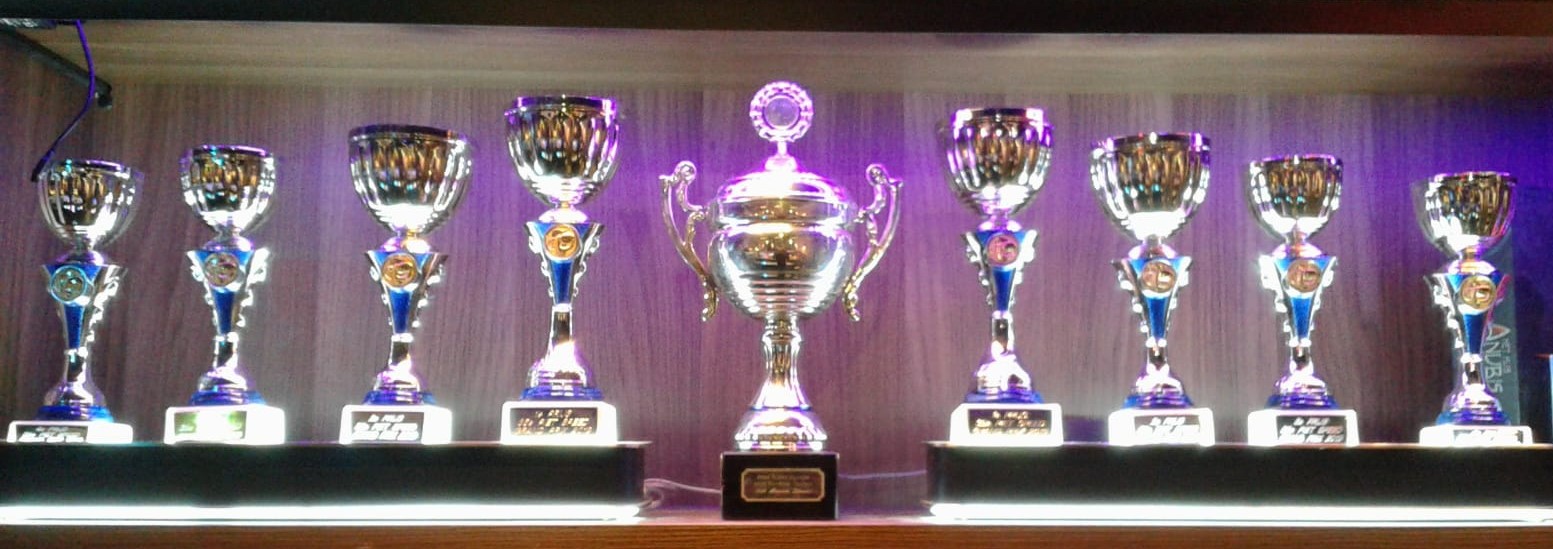 Bekers voor de winnaars van de Grand Prix van Wognum